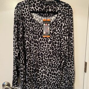Mario Serrani Black and Gray Leopard Print Top